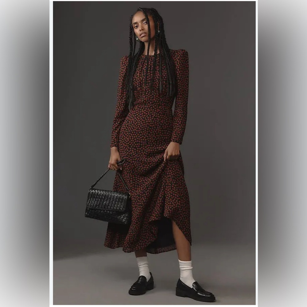 Reformation, Black Floral Dress